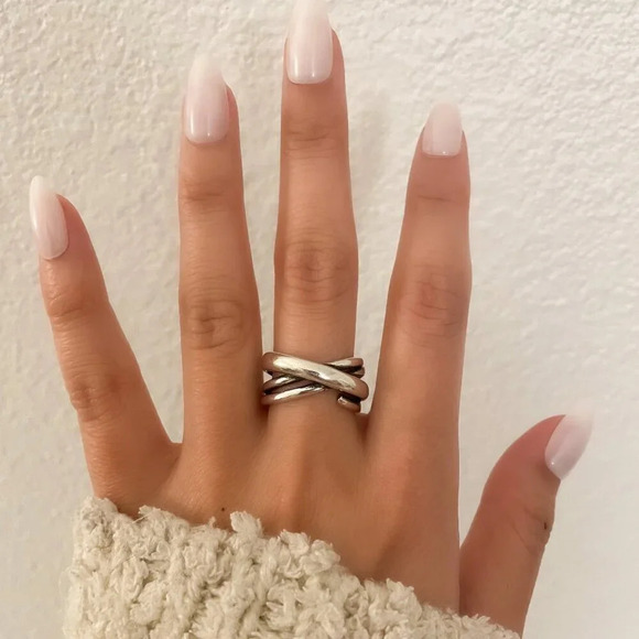 925 Sterling Silver Chunky Wrap Ring Minimalist Thick Bold Ring - Picture 2 of 7